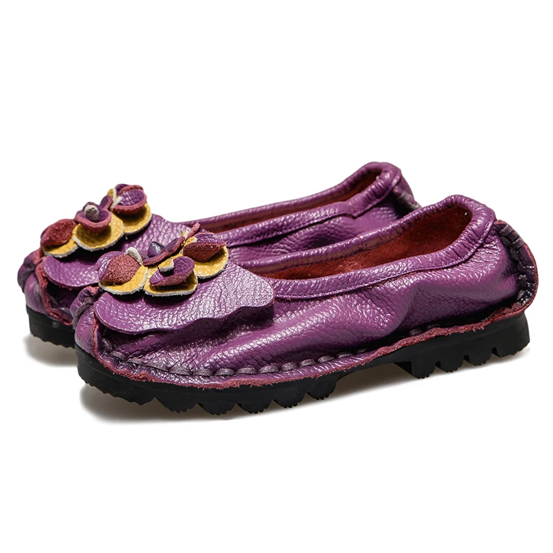 GKTINOO 2024 Soft Genuine Leather Flat Shoes Women Flats with Flowers Ladies Shoes Women Designers Loafers Slip On