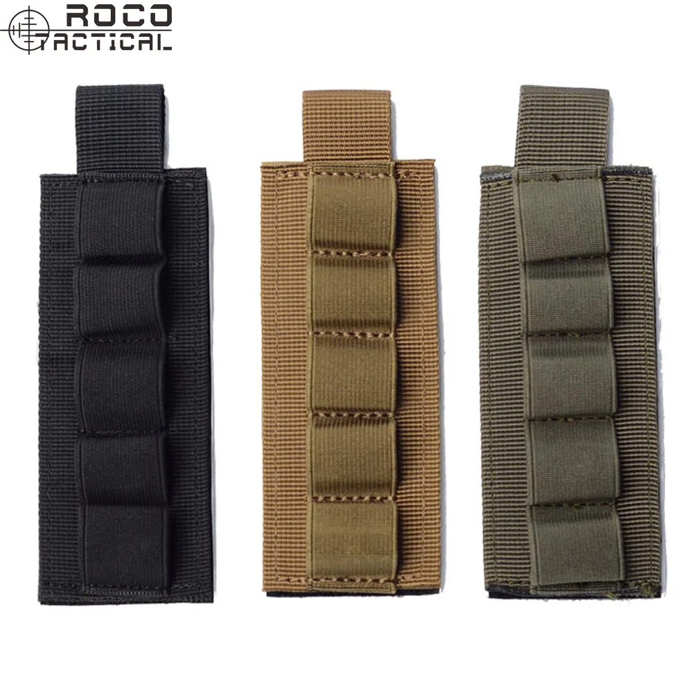 ROCOTACTICAL Airsoft Shotgun Reload Buttcuff Shotgun Shell Ammo Pouch MOLLE System Ready Pouch Holster Airsoft 5rd Shell Holder