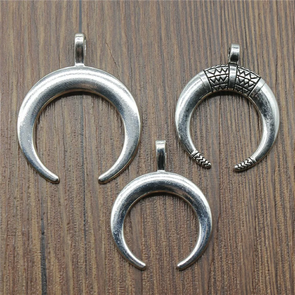 4pcs Charms Horn Antique Silver Color Crescent Moon Charms Pendants For Bracelets Crescent Moon Charms Wholesale