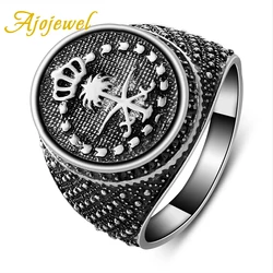 Ajojewel Antique Silver-color Men Ring Size 8 9 10  Anillo hombre Crown Male Jewelry Fashion Gift