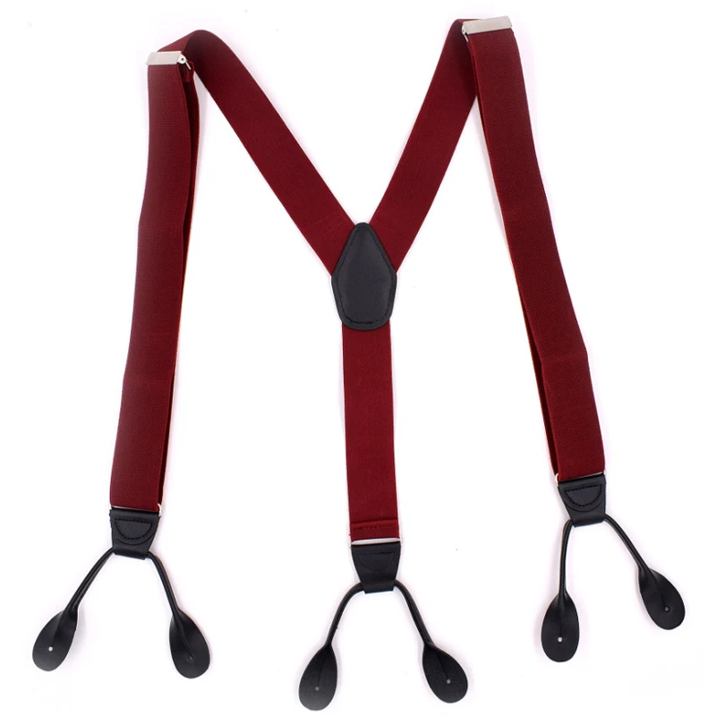 Knöpfe Hosenträger Herren Hosenträger Unisex Schwarz Leder Hosenträger Neu Y-Back Ligas Tirantes 3,5*120 cm 7 Farben Neu – Detail 3