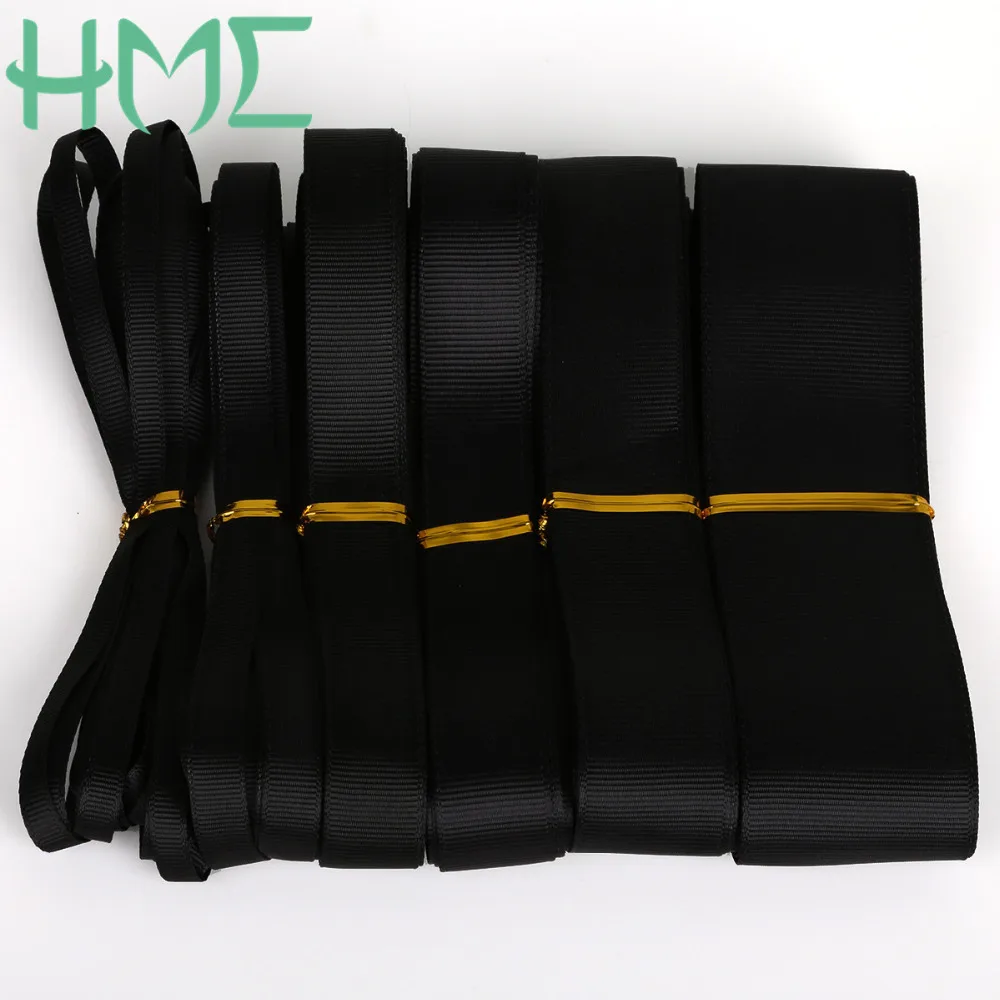 5yards/lot 7/10/15/20/25/38mm Pure Black Grosgran Ribbons for  Party Decoration DIY Gift Wrapping Scrapbooking Craft Sewing