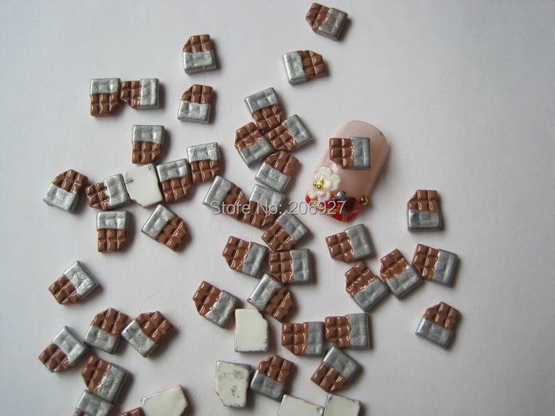 RC71 30pcs Cute Chocolate Shape Nail Resin Decoration Outlooking