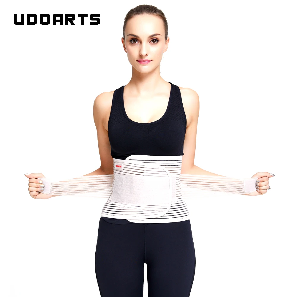 Udoarts Lumbar Support Back Brace With Dual Adjustable Straps, Breathable Mesh Panels And Removable Medical Plastic Splints