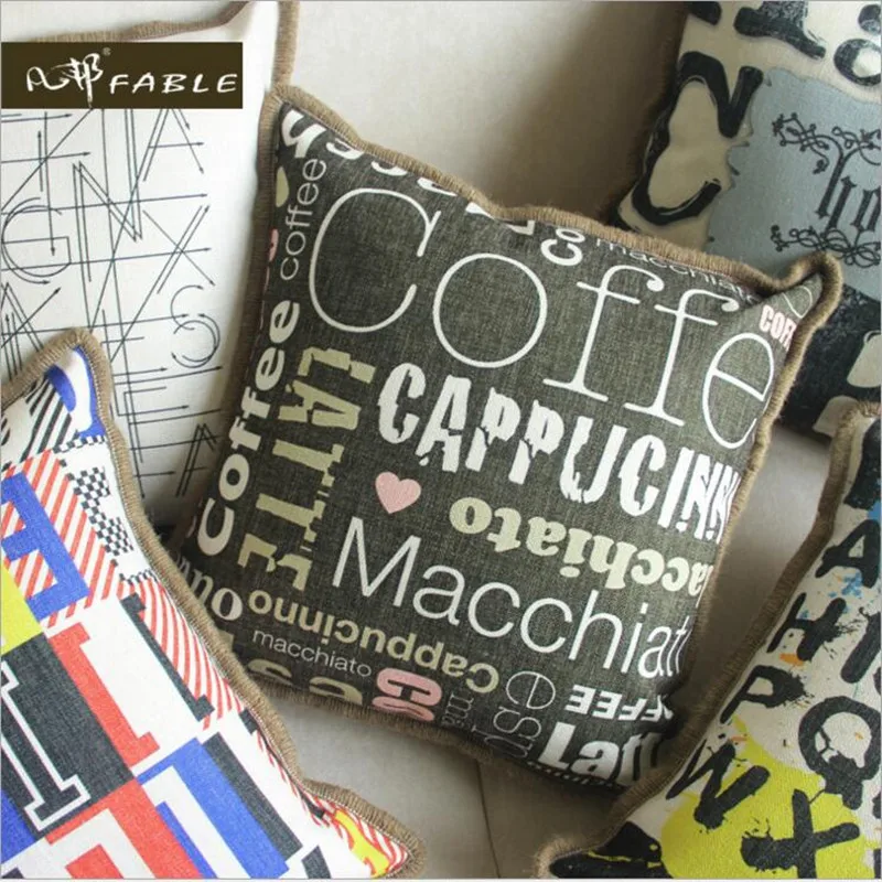 Original cotton and linen fabric numeral Pillow case christmas  pillow High grade English letters almofadas free shipping