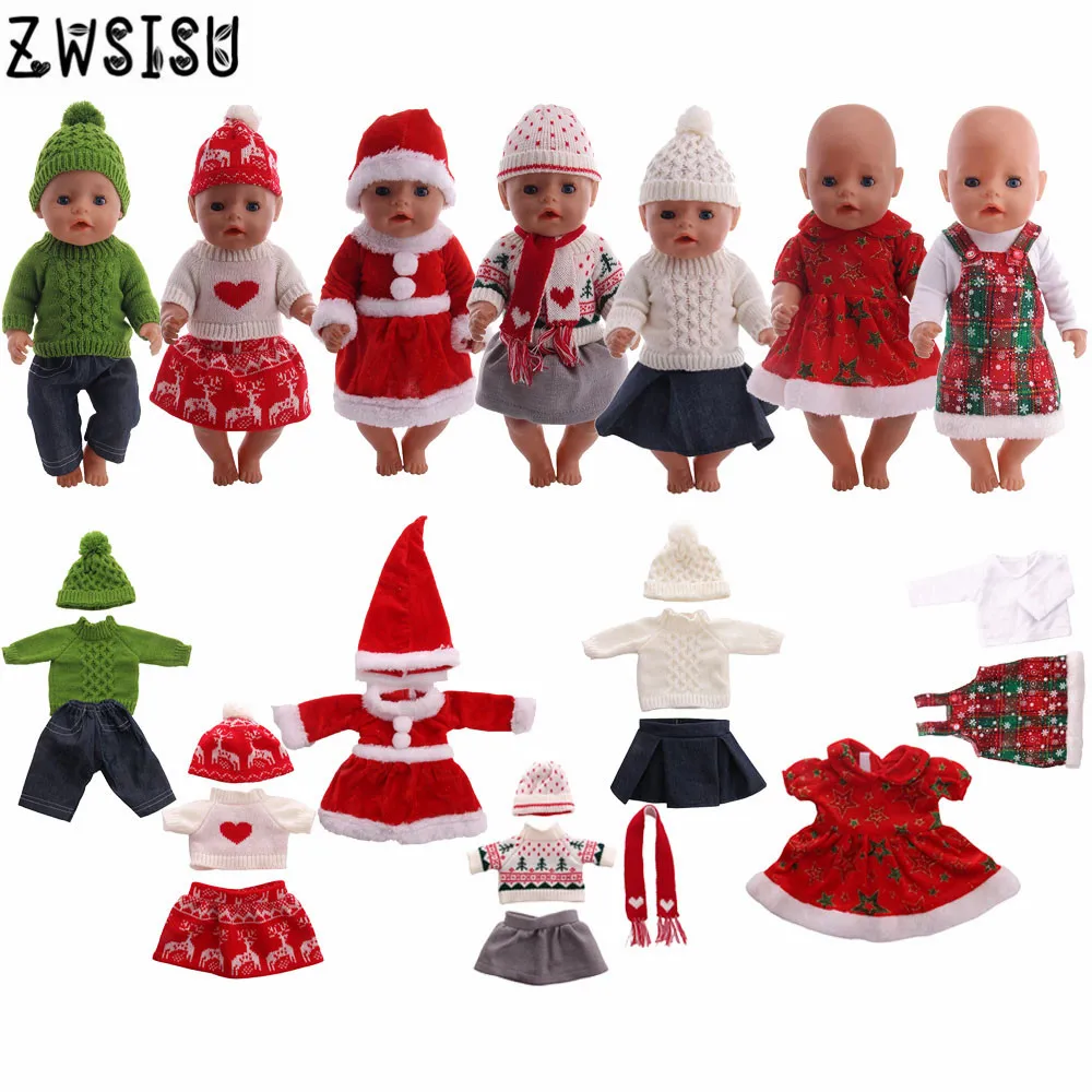 Christmas Doll Knit Sweater Hat And Panties Fit 18 inch American 43CM Doll Accessories Dolls Colthes Give Children The Best Gift