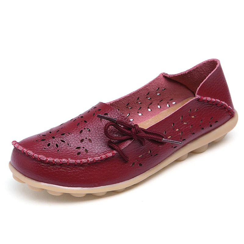 Big Size High Quality Women Flat Loafers Genuine Leather Nurse Female Flats Summer Slip on Flat Casual Loafers Shoes