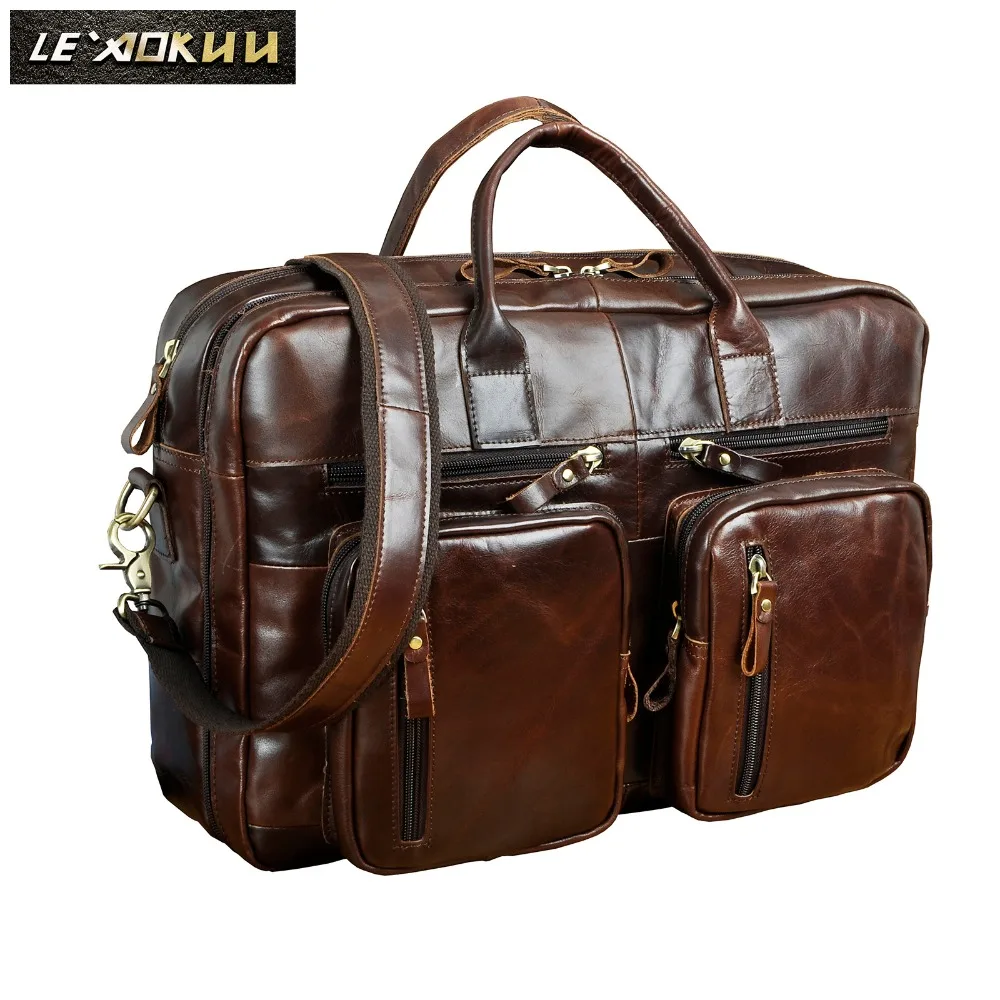 Men Oil Waxy Leather Antique Design Business Travel Briefcase Laptop Bag Fashion Attache Messenger Bag Tote Portfolio Male k1013