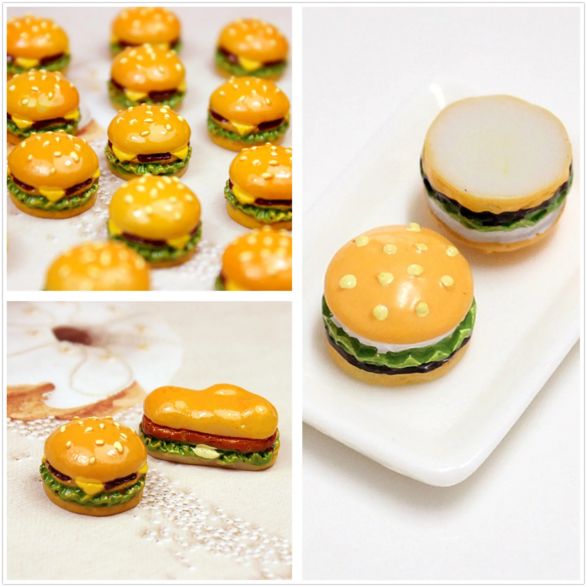 8pcs Resin Hamburger Model Food Toys For Doll House Kitchen Toy DIY Accessories New