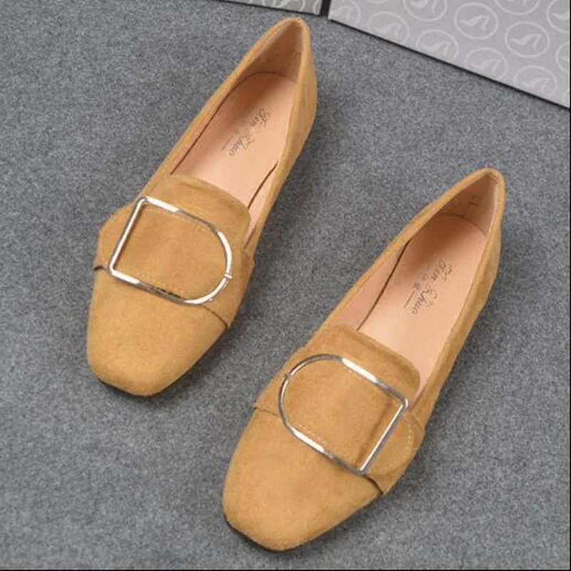 Spring And Autumn Square Head Women Work Shoes Female British Wind Flat Shoes Buckle Single Shoes Small Size 31-33 Large Size 44