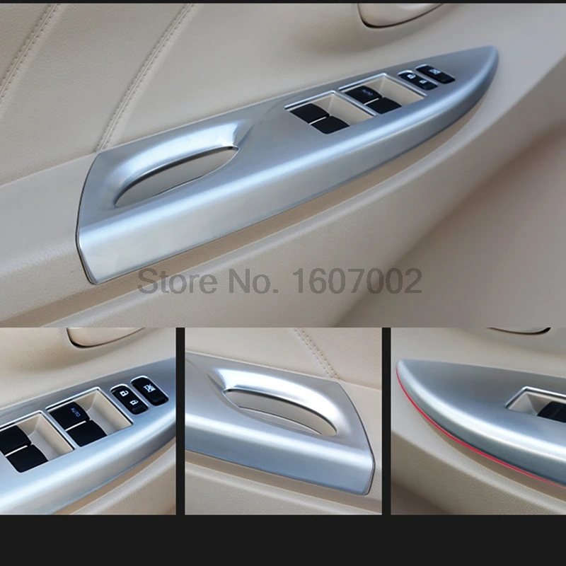 

For Toyota Vios Yaris Sedan 2013 2014 LHD Chrome Car Interior Door Armrest Cover Window Lifter Button Trim Decorative Accessorie