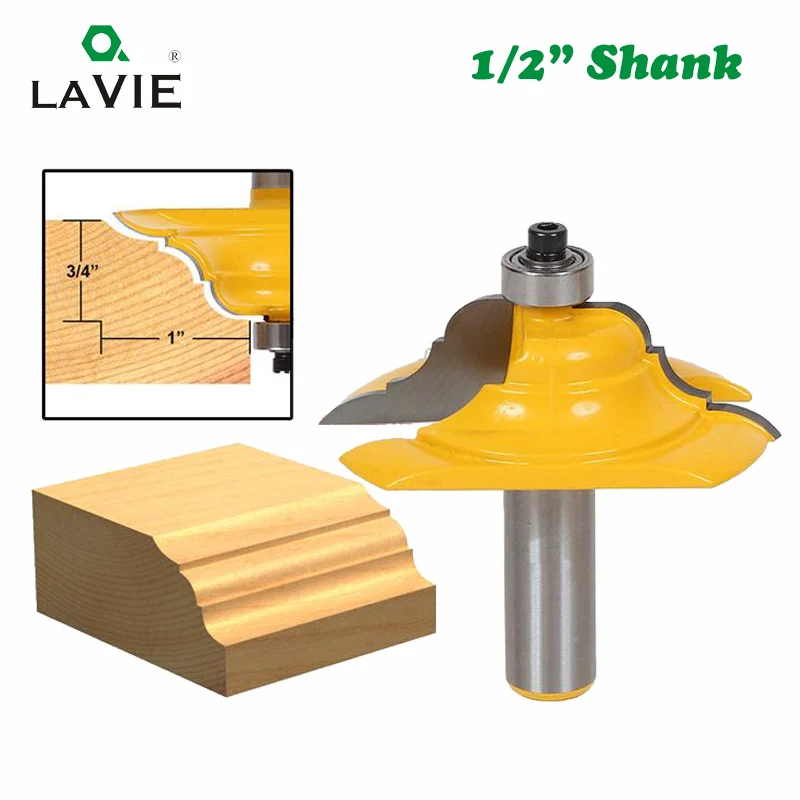 

LA VIE 1pc 12mm 1/2" Shank Table Edge Router Bit French Baroque Line Woodworking Milling Cutter for Wood Machine Tool MC03126