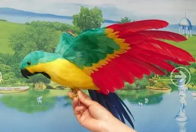 beautiful feathers parrot spreading wings artificial bird model large 45x60cm handicraft prop,home garden decoration gift p2124