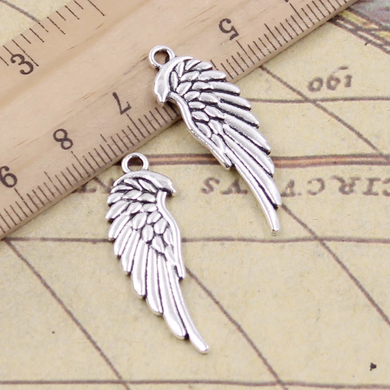 20 sztuk Charms dwustronne skrzydła anioła 33x12mm tybetański kolor srebrny wisiorki antyczne tworzenie biżuterii DIY Handmade Craft