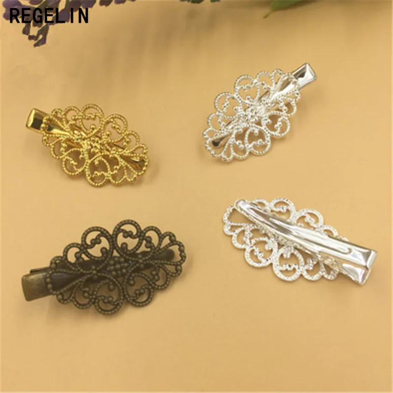 REGELIN 10 ピース/ロットヴィンテージアンティーク花モチーフ髪の宝石チャーム女性の髪のピンヘアクリップレトロ Hairwear