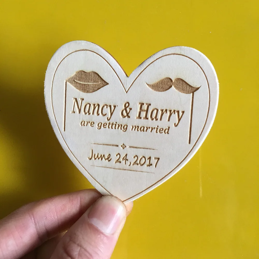 Custom Save the date Magnet Wood Rustic Wedding Invitations Card New Year Gift Favor Tags Party Wedding Favor Fridge Magnet