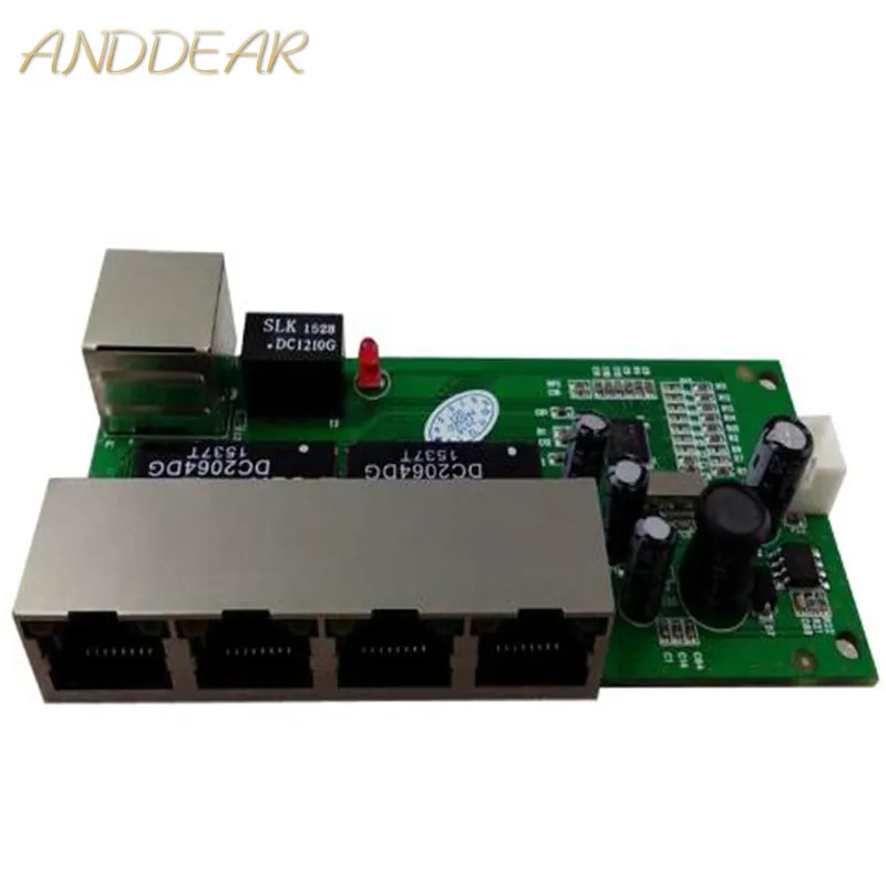 OEM mini schalter mini 5 port 10/100 mbps netzwerk schalter 5-12 v breite eingangs spannung smart ethernet pcb rj45 modul mit led eingebaute