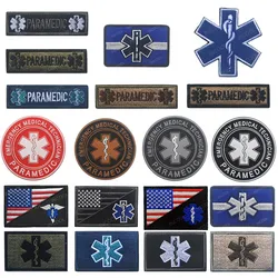 US USA Flag EMT Patch Paramedic Medic Medical First Aid Embroidered Patches PVC RUbber Badges Appliqued Chevron Patches Sticker