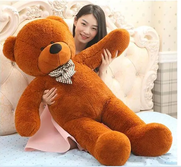 

stuffed plush toy large 140cm dark brown teddy bear with bowtie, soft doll hugging pillow Christmas gift s2458