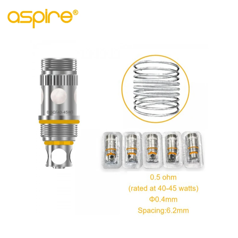 Núcleo de cigarro eletrônico Aspire para cigarro eletrônico, tanque atomizador Triton 2, bobina de substituição 1,8 ohm, 0,3 ohm, 0,4 ohm, 0,5ohm, 5pcs por pacote