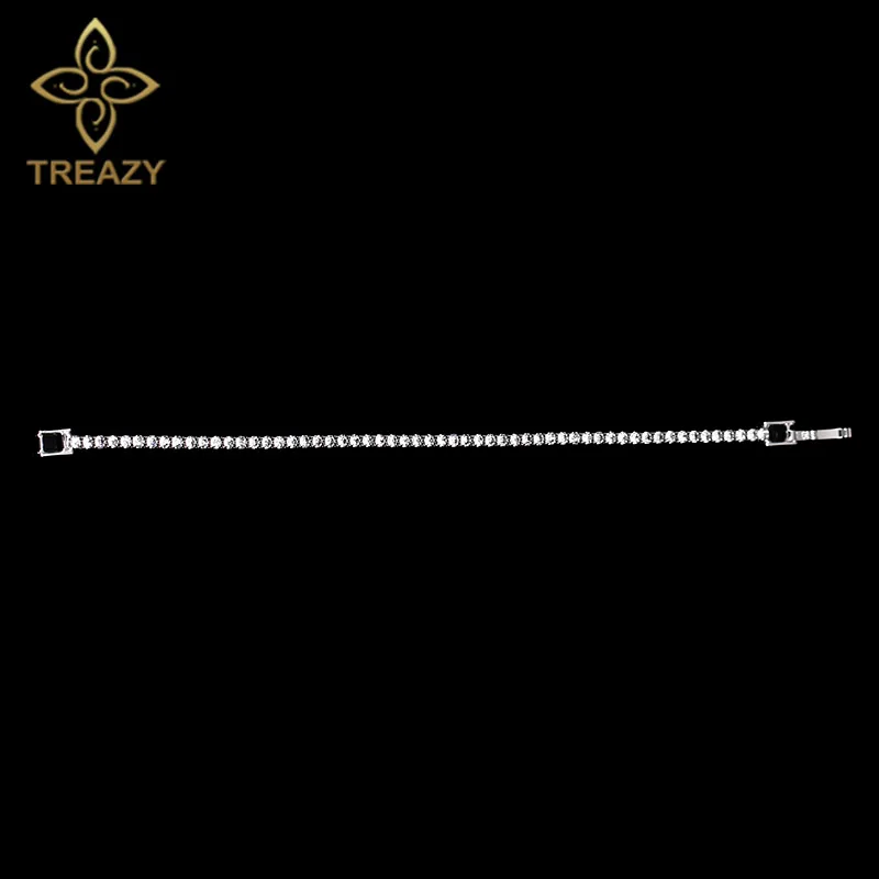 TREAZY Simple Crystal Bridal Bracelets For Women Silver Color Rhinestone Bracelets & Bangles Bridesmaid Wedding Jewelry Gift