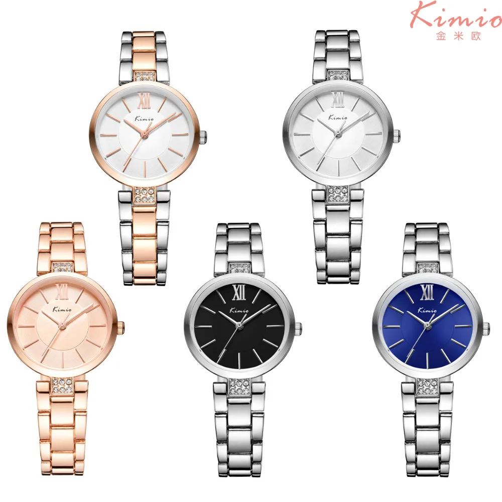 KIMIO Full Steel Women\'s Watches Luxury Rhinestone Bracelet Watch Waterproof Quartz Wristwatches Girls Dress Clock Montre Femme