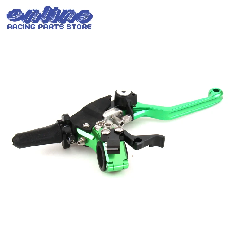 Green CNC Billet Pivot Foldable Clutch Lever Perch For Kawasaki KX65 85 125 250 500 250F 450F KLX450R 150 250 Motocross Enduro