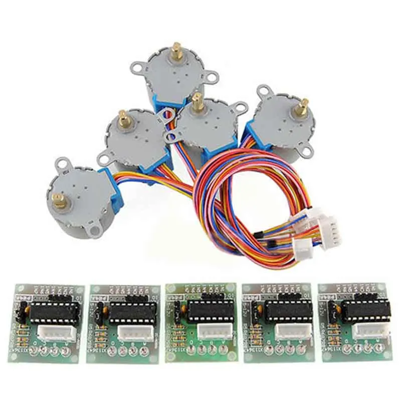 5 szt. Nowy, markowy ULN2003 28BYJ-48 5V Silnik Krokowy z Redukcją, Silnik Krokowy z Przekładnią, 4-fazowy Silnik Krokowy do Arduino, 5 szt. Silników + 5 szt. Płyt