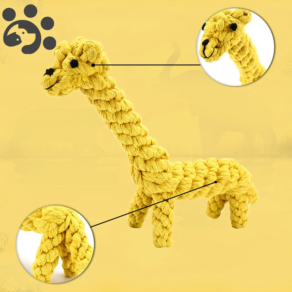 Pet Dog Toys, Handmade Cotton Dog Rope Chew Toy, Giraffe Toy for Large Small Dogs, Tooth Cleaning Toy for  Dog Product TY0040