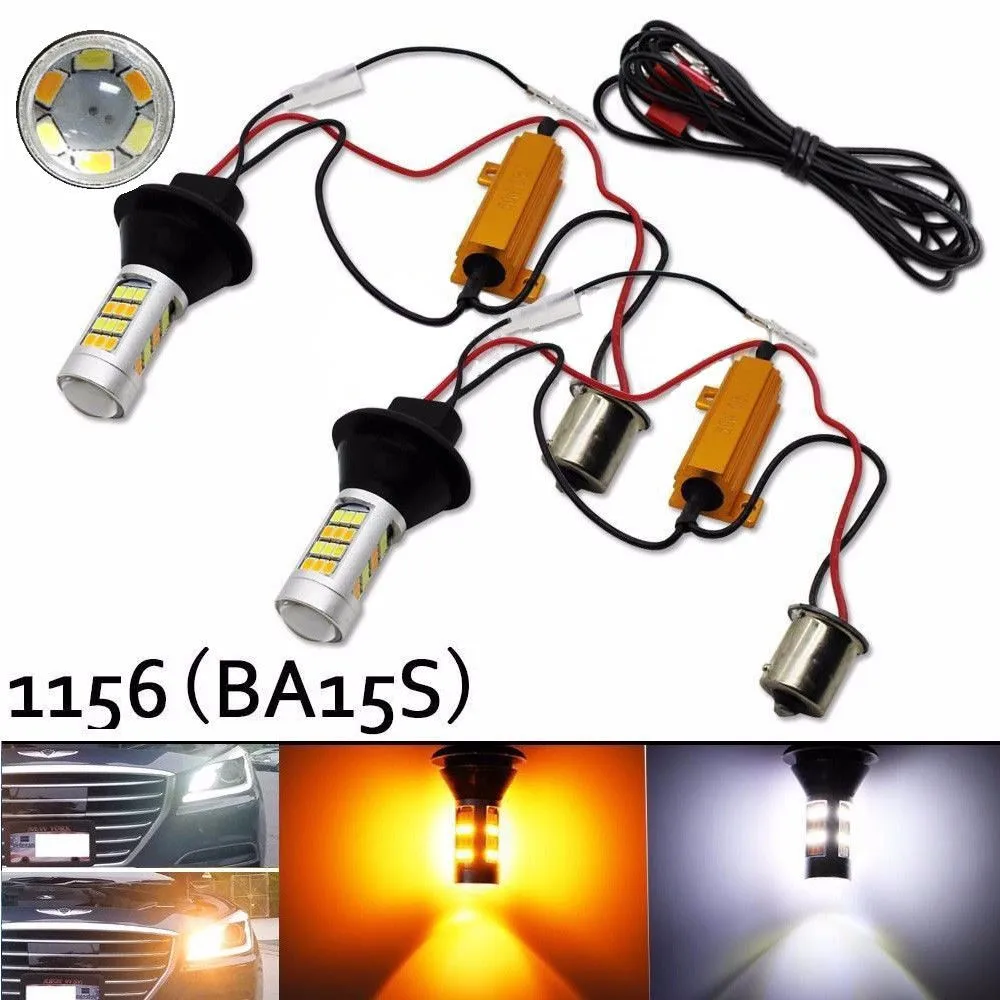 1Set Switchback Dual Color White/Amber 1156 2835 42SMD Turn Signal LED Bulb Kit Error Free