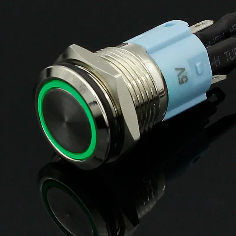 16mm red blue yellow green white Light Hot Car Auto Metal LED Power Push Button Switch Latching Type On-off 3V 5V 12V 24V 220V