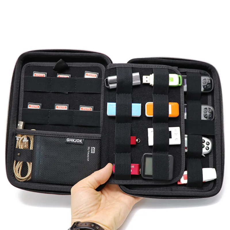 Portable Hard Drive Case Bag Waterproof Shockproof Electronic Accessories Organizer Holder / USB Flash Drive Case Bag / Black