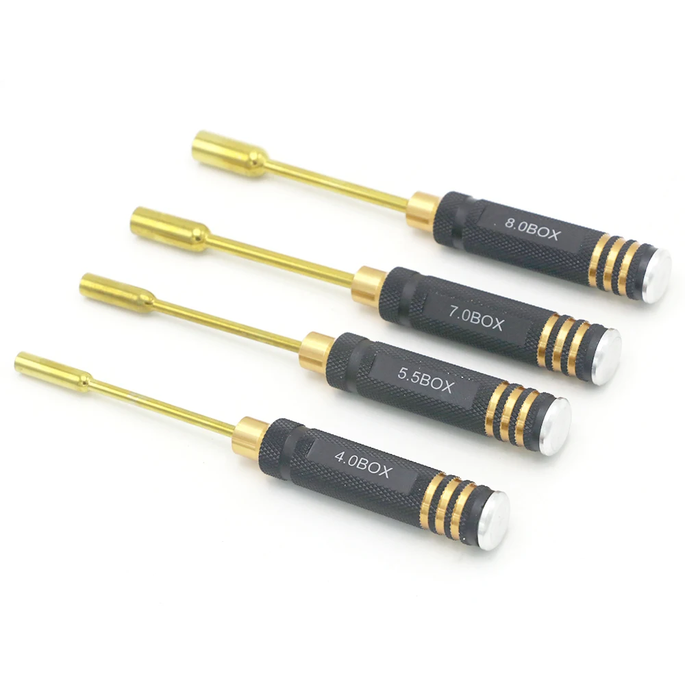 4pcs/set RC Tools hex Screw Driver Set titanium plating hardened 4.0 5.5 7.0 8.0mm Screwdriver For Rc Helicopter Toys (1 set))