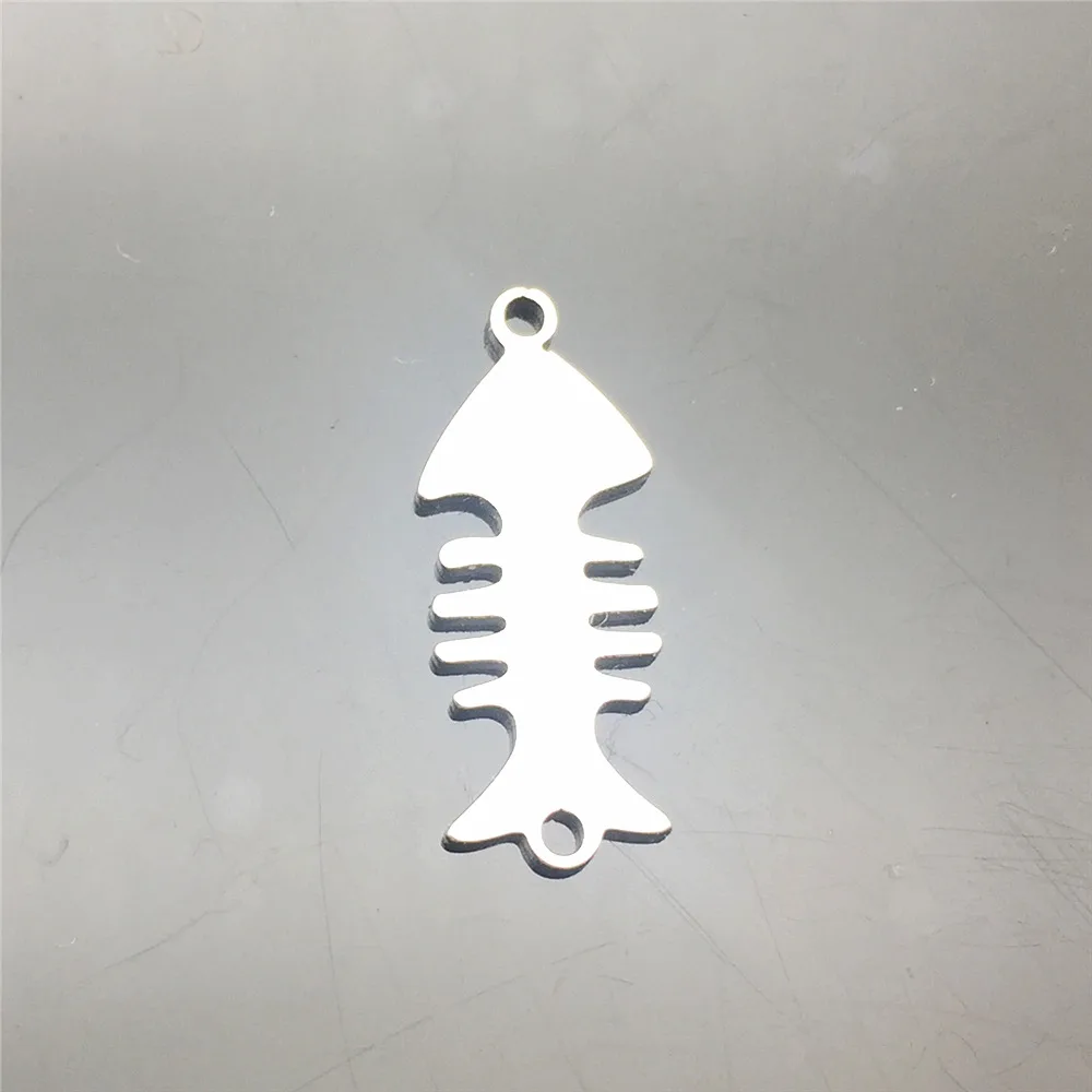 Stainless Steel Connectors 10pcs Necklace Fish Bone Charms Aniaml Pendant Bracelet Connector Diy Jewelry Make Finding