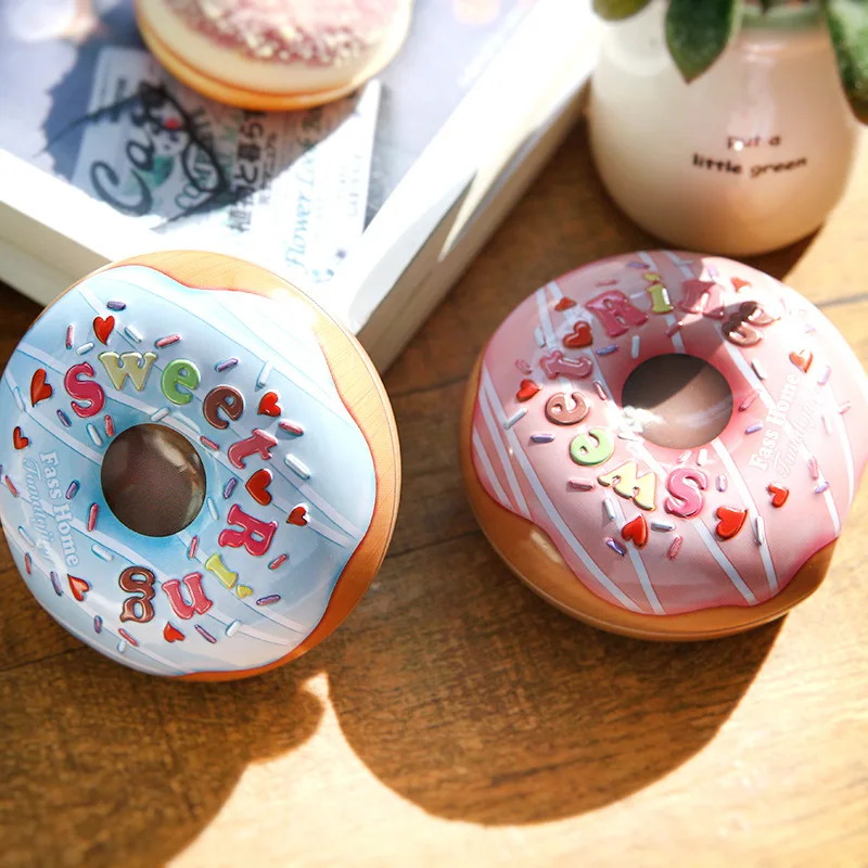 Colorful Doughnut Shape Mini Cute Cartoon 8 x 8 x 4cm Candy Pill Lipstick Tin Storage Coin Box Wedding Party Candy Gift Tin Box