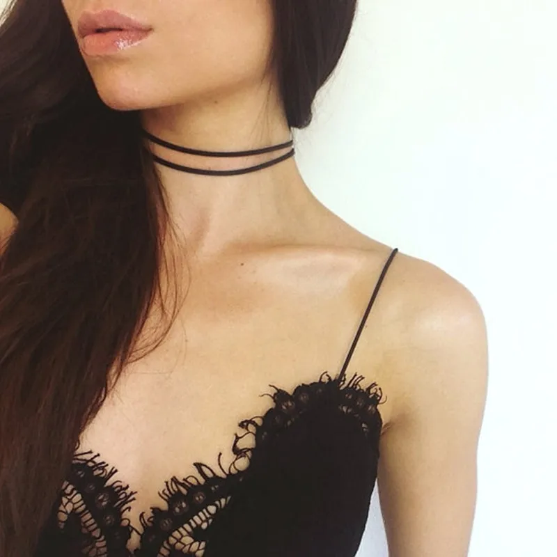 New Multilayer Black Suede Choker Necklace Leather Gothic Sexy Velvet Chokers Colares Jewelry Punk Necklace Jewellery Bijoux