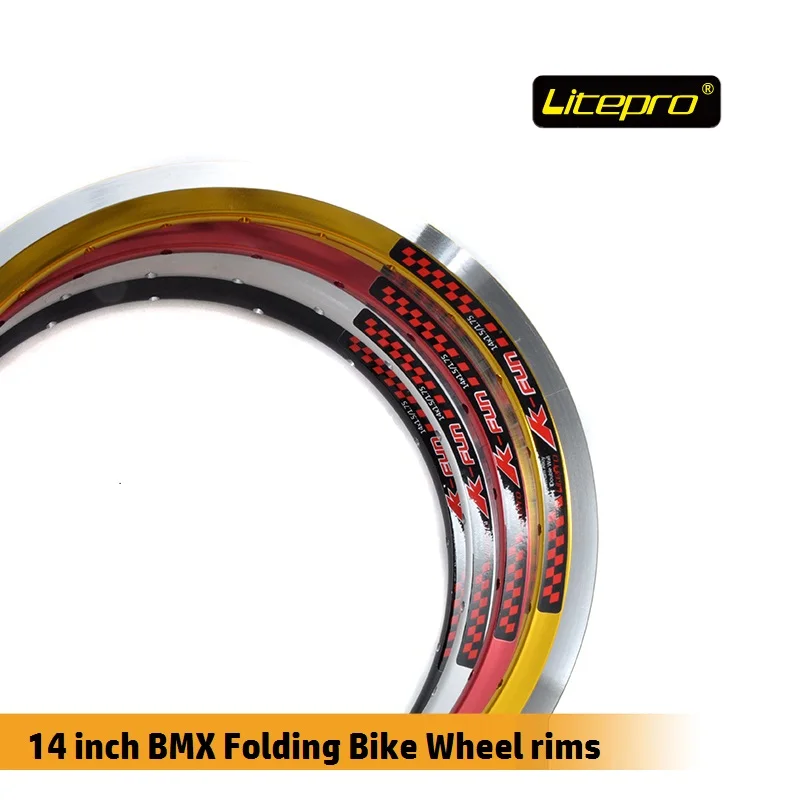 

14 Inch BMX Folding Bike Wheel Rims Litepro Folding Bicycle 14 inch 16H 20H 28H 254 k-fun 412 410 Bicycle Rim Modified parts