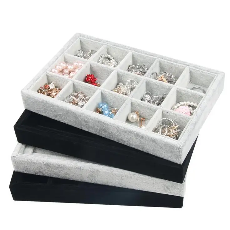 L22cm*W14cm*H3cm Small Jewelry Box Rings Organizer Earrings Tray Necklace Storage PU and Velvet Material Options Wholesale Price