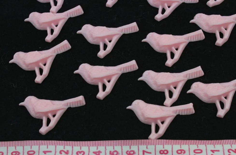 set of 50pcs pink big vintage style bird cabochons, cute resin sparrow cabs-40mm-SZ0159