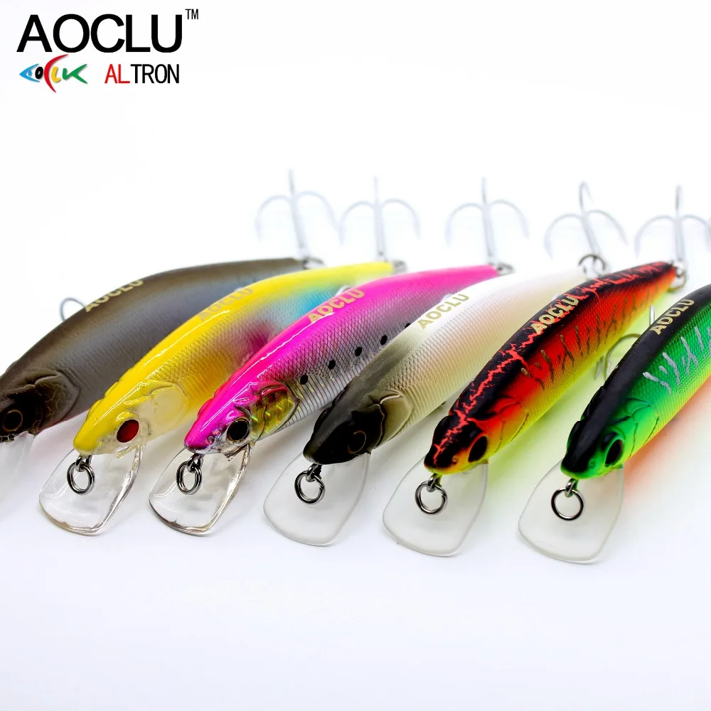 AOCLU Floating Wobbler Jerkbait 95cm 12.3g Diving 1.6m Deep Hard Bait Minnow Crank Lure Bass Yield Fishing VMC Hook Flat Body