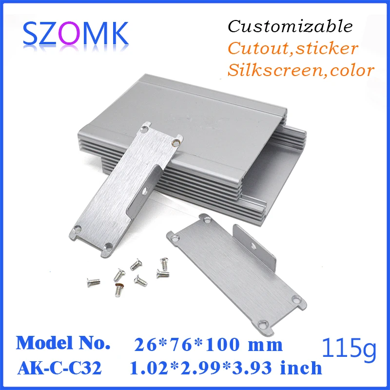 10 Stuks Szomk Aluminium Enclosoure Pcb Aluminium Aansluitdoos 26*76*100Mm Muur Montage Apparatuur Doos Aluminium Extrusie Behuizing