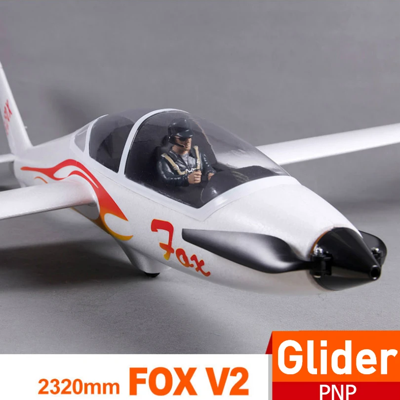 FMSRC 2300mm 2.3m FOX V2 aliante con alette 5CH 3S PNP Big Size Trainer RC aereo telecomando modello aereo Avion