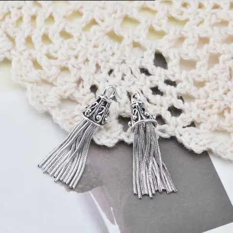 

Vintage 100% 925 silver Tassels Real Sterling Silver Jewelry Tassels Pure Silver Tassels for Bracelets DIY Jewelry Accessories