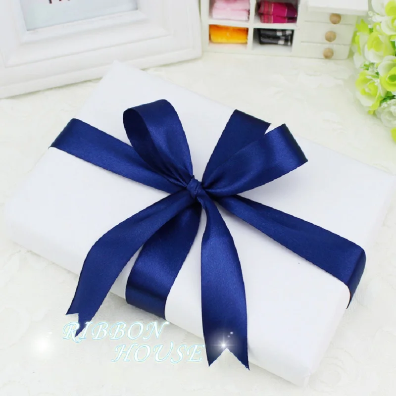 Deep Blue Satin Ribbon Wholesale Gift Wrapping Christmas ribbons