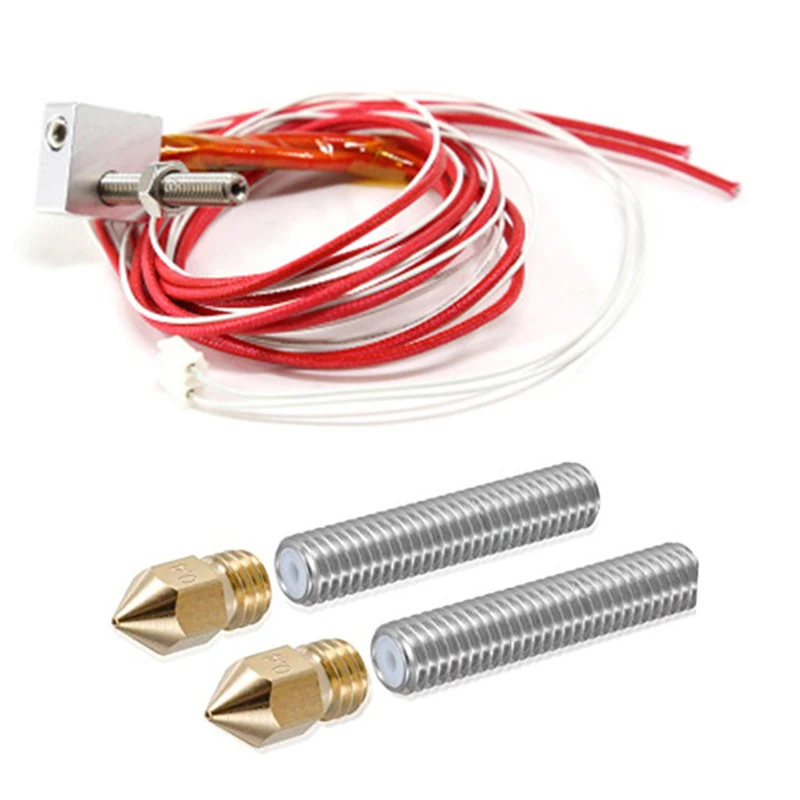 

Anet a6 a8 e10 e12 MK8 hotend extruder I3 kits+2pcs 0.4mm nozzles+M6 30/40mm throat tubes 12V 40W for DIY 3d printer part