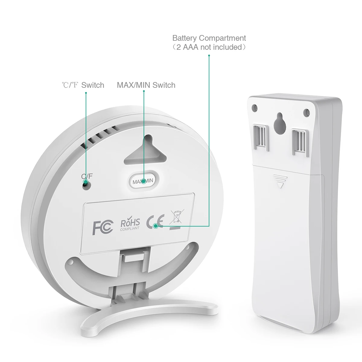 ORIA Termometro per interni ed esterni Termometro wireless digitale Sensore remoto di temperatura LCD Temperatura esterna per ufficio domestico