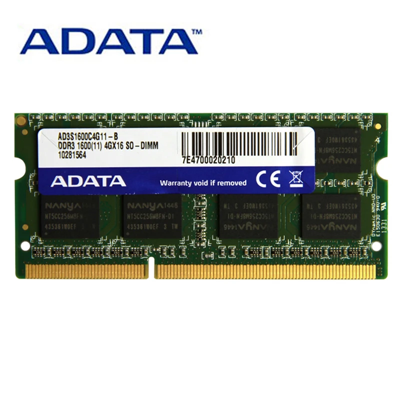 

ADATA DDR3 DDR3L 1.35V 1.5V SO-DIMM 2GB 4GB 8GB 1333MHz 1600Mhz Memory Ram PC3-12800 For Notebook ThinkPad Acer Laptop RAMs