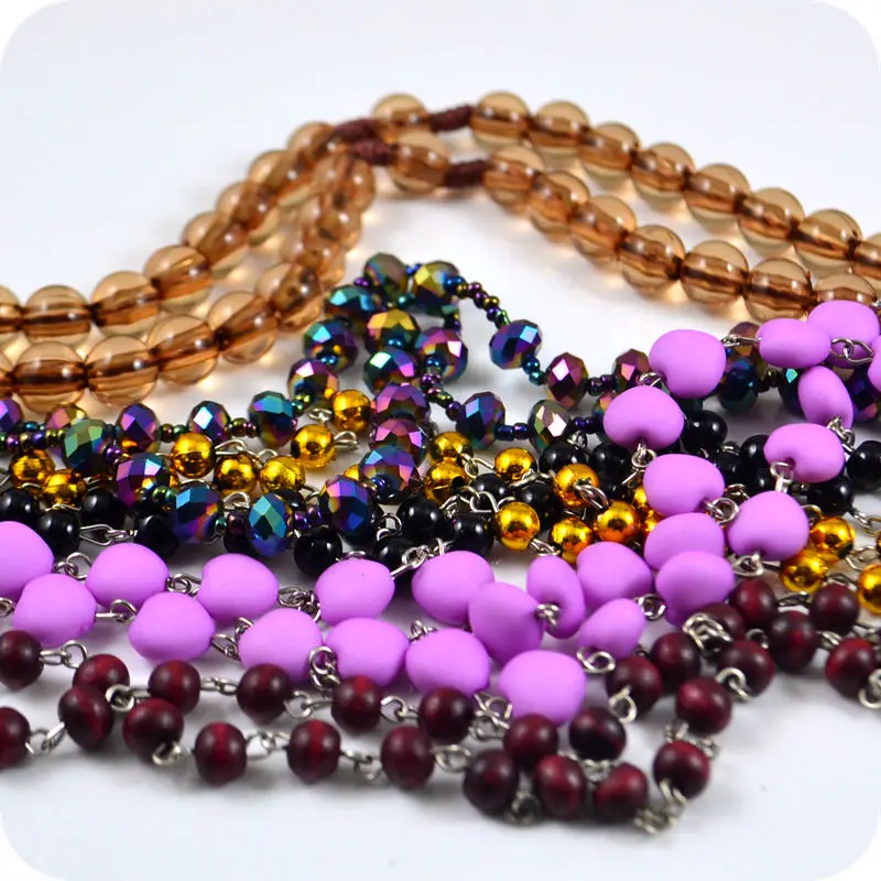 6 نمط خليط حبات المسبحة INRI يسوع الصليب الصليب قلادة القلائد الكاثوليكية المسيحية الأرثوذكسية موضة مجوهرات الدينية #4