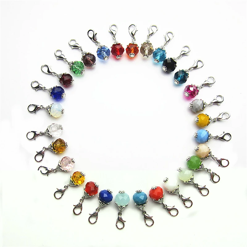 Mix 30 Colors Birthstone Crystal Hand Made 150pcs&30pcs Dangle Charms Lobster Clasp Diy Bracelet Jewelry Accessory Pendant