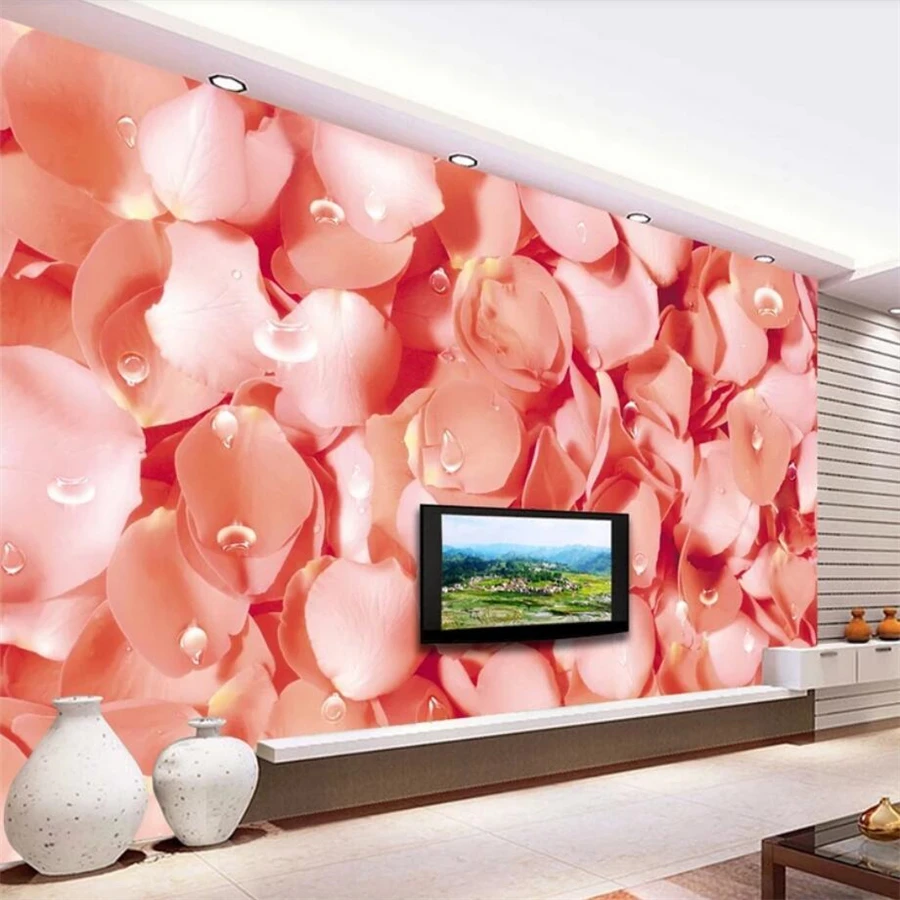 

wellyu Custom photo wallpaper 3d murals dream pink rose petal simple TV backdrop decorative painting papel de parede wallpaper